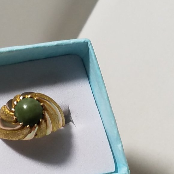 Antique Promise Ring Antique Genuine JADE Jadeite 14K GOLD